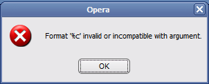 Format '%c' invalid or incompatible with argument