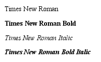 (図)Times New Roman, Times New Roman Bold, Times New Roman Italic, Times New Roman Bold Italic
